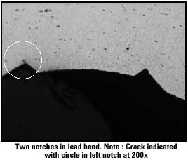 SEM image of crossection of lead cracks